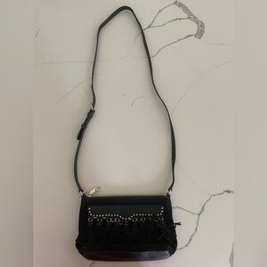 Rebecca Minkoff Black Leather & Suede Tassel Crossbody Bag